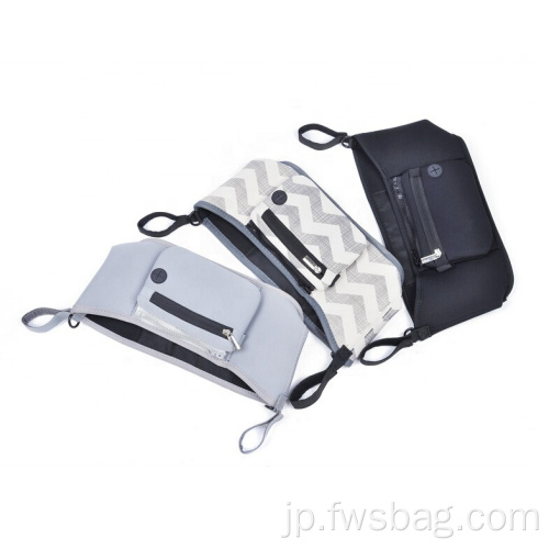 新しいホット販売大型ストレージネオプレンベビーカーオーガナイザーハンギングバッグは、両親のための2つの多機能ベビーカーフックを備えています
